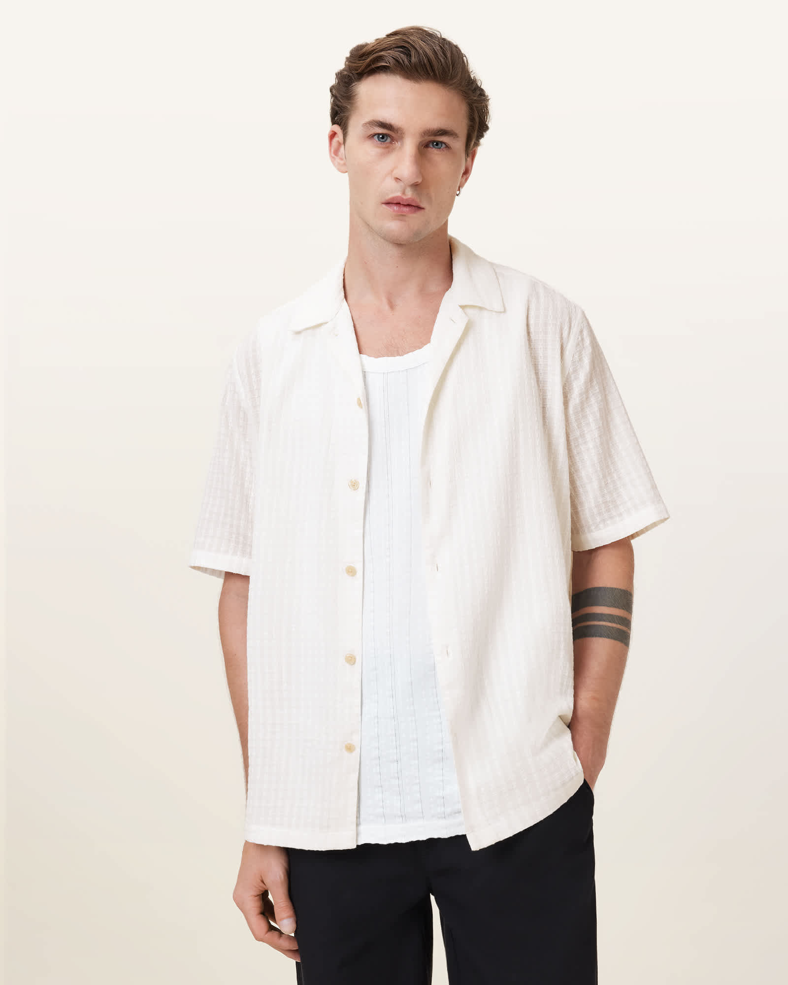 All Saints Shaw Short Sleeve Shirt White