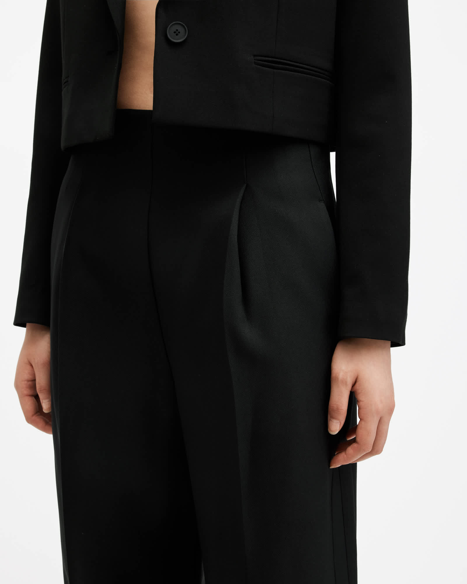 All Saints Shores Wide Leg Relaxed Fit Pants Black