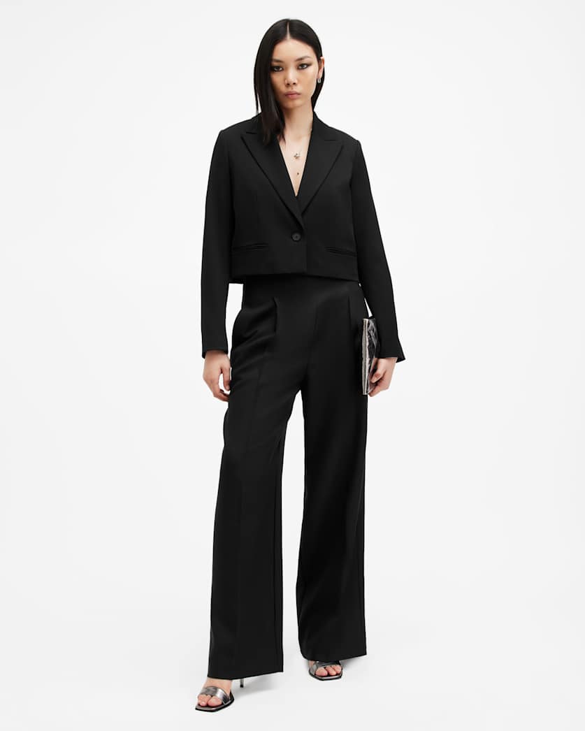 all saints Shores Wide Leg Relaxed Fit Pants Black