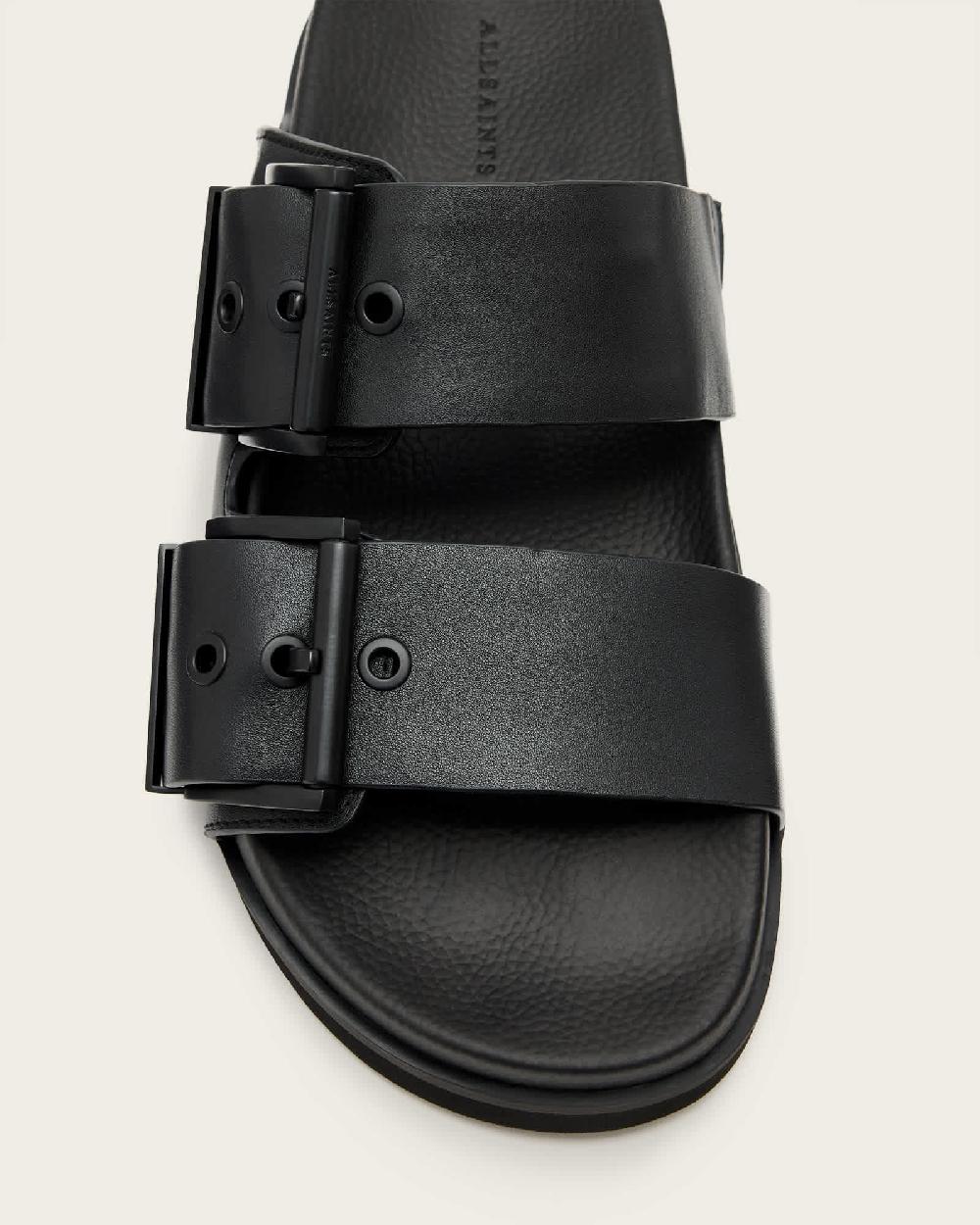 All Saints Sian Leather Buckle Sandals Black