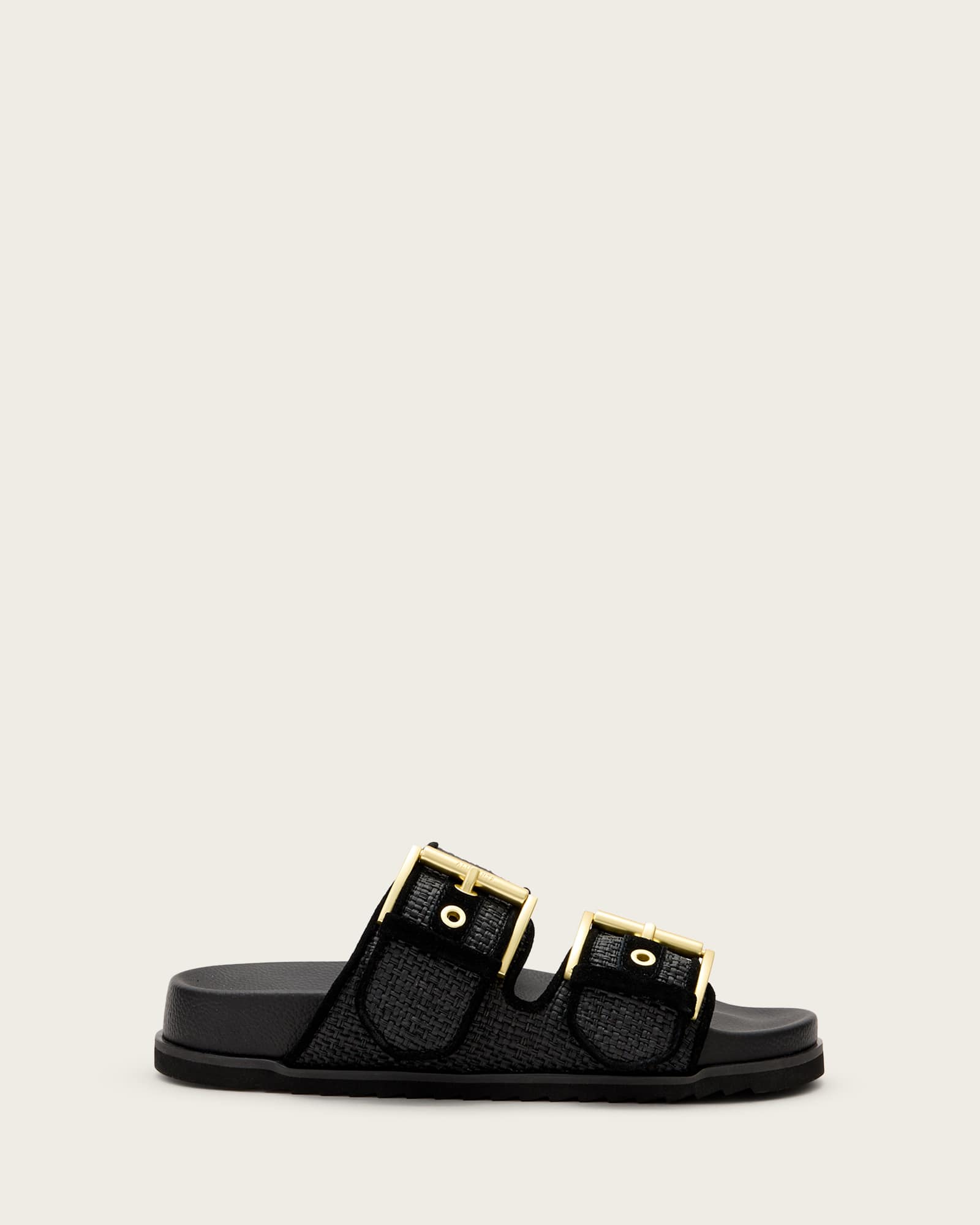 All Saints Sian Leather Buckle Sandals Black