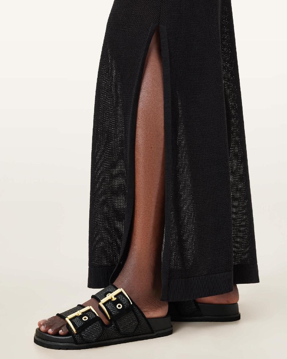 All Saints Sian Leather Buckle Sandals Black