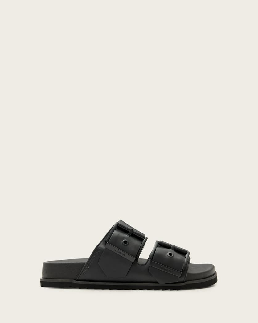 all saints Sian Leather Buckle Sandals Black