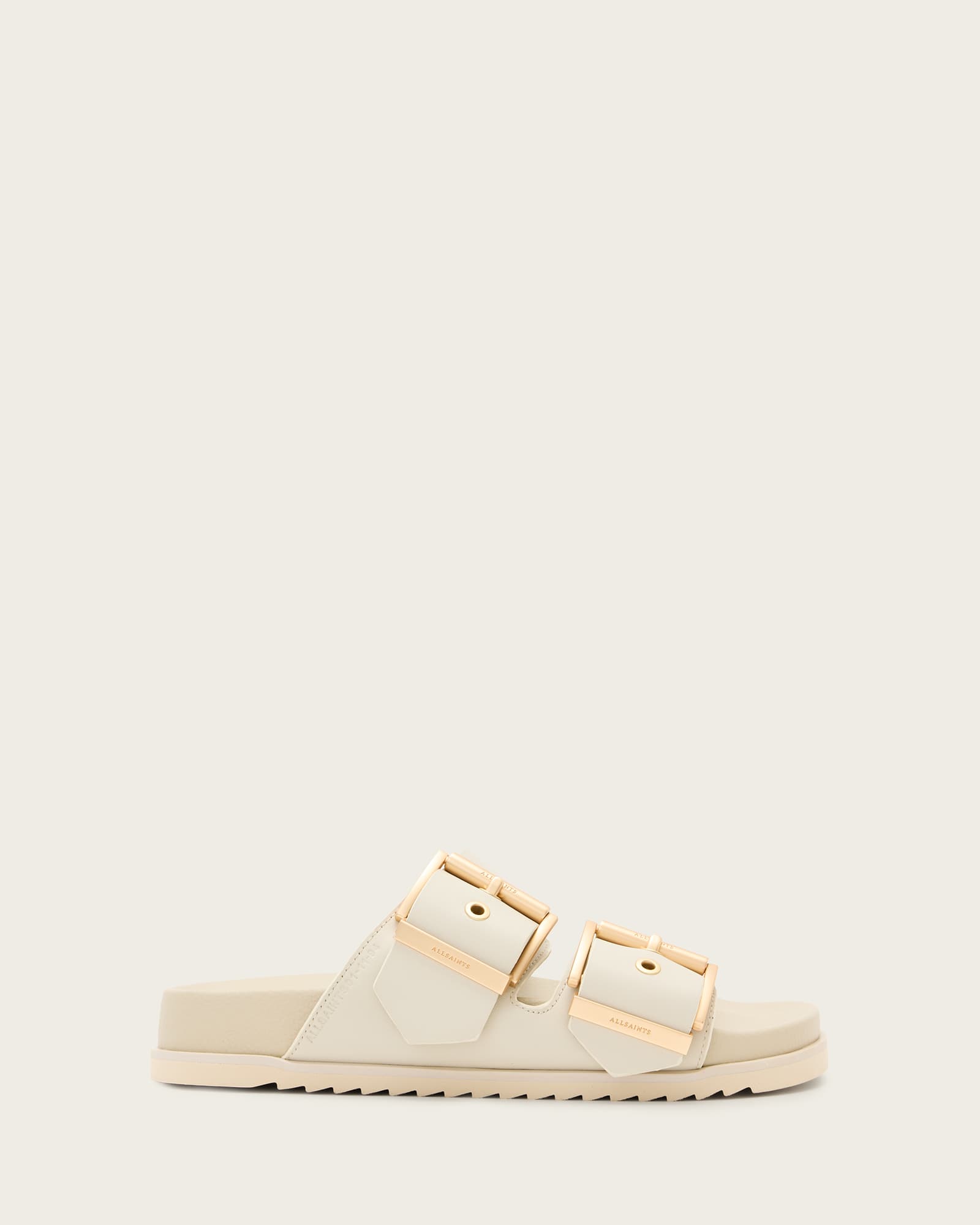 All Saints Sian Leather Buckle Sandals Chalk White