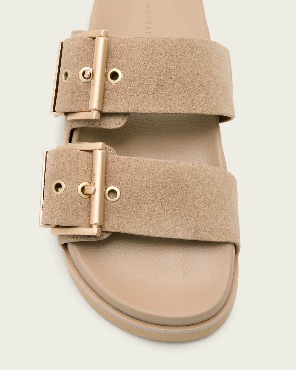 All Saints Sian Leather Buckle Sandals Sand Brown