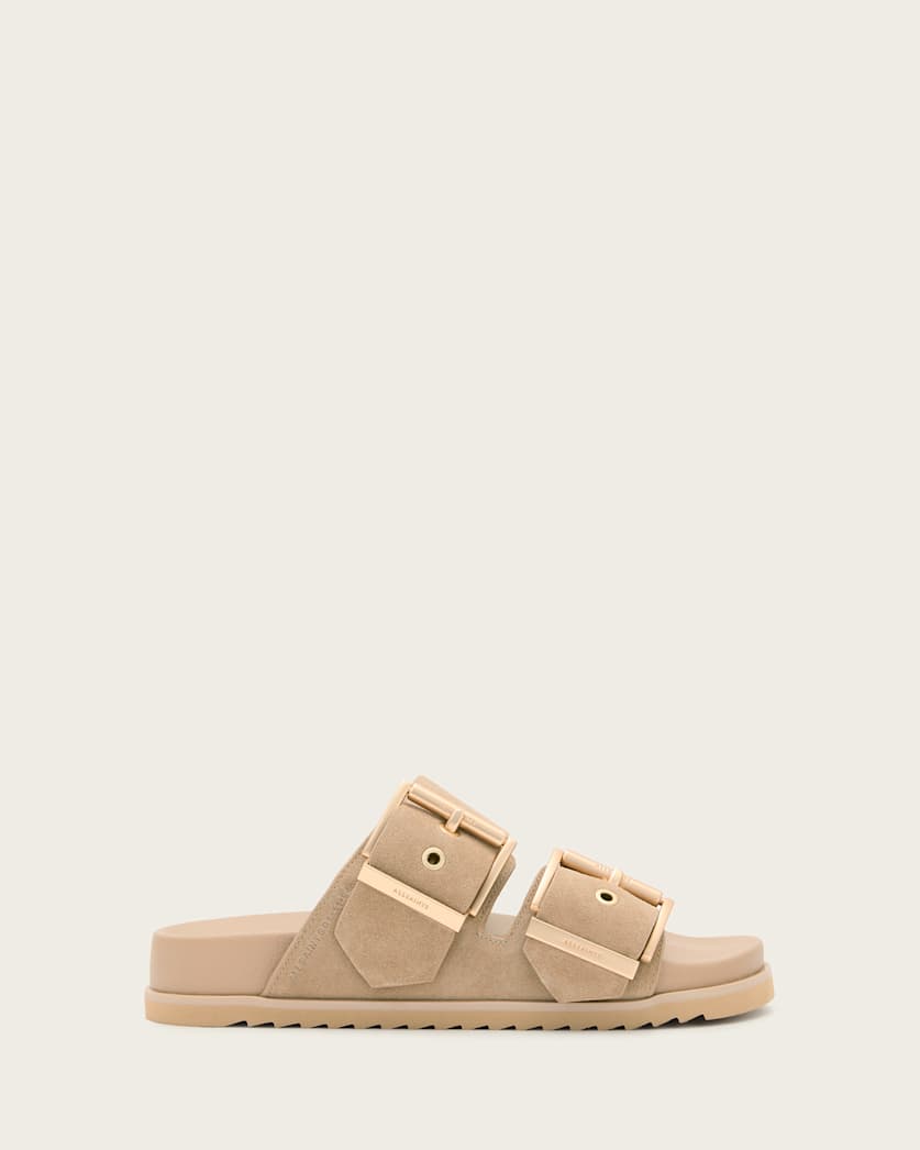 all saints Sian Leather Buckle Sandals Sand Brown