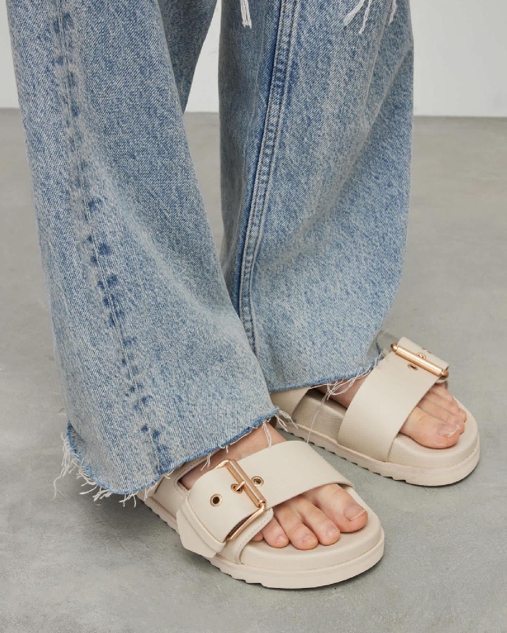 All Saints Sian Leather Sandals Chalk White