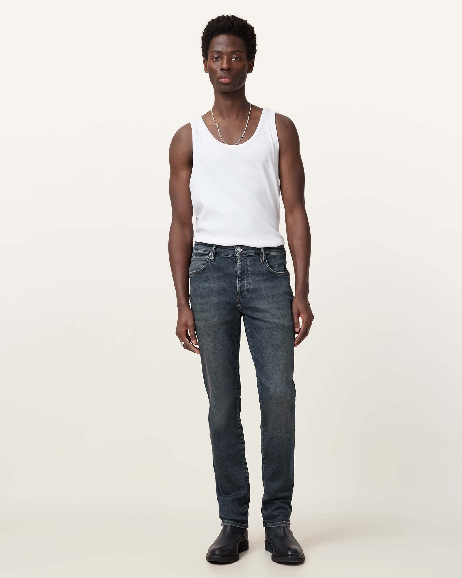 All Saints Sid Skinny Fit Denim Jeans Indigo Blue