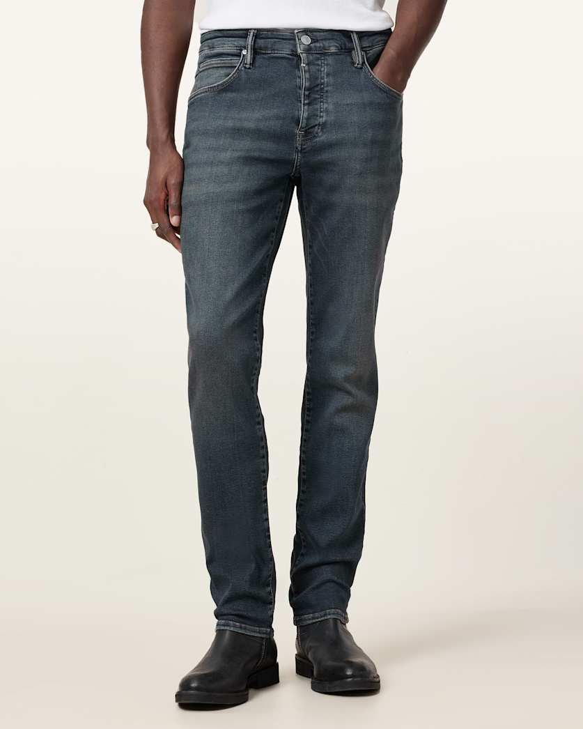 all saints Sid Skinny Fit Denim Jeans Indigo Blue