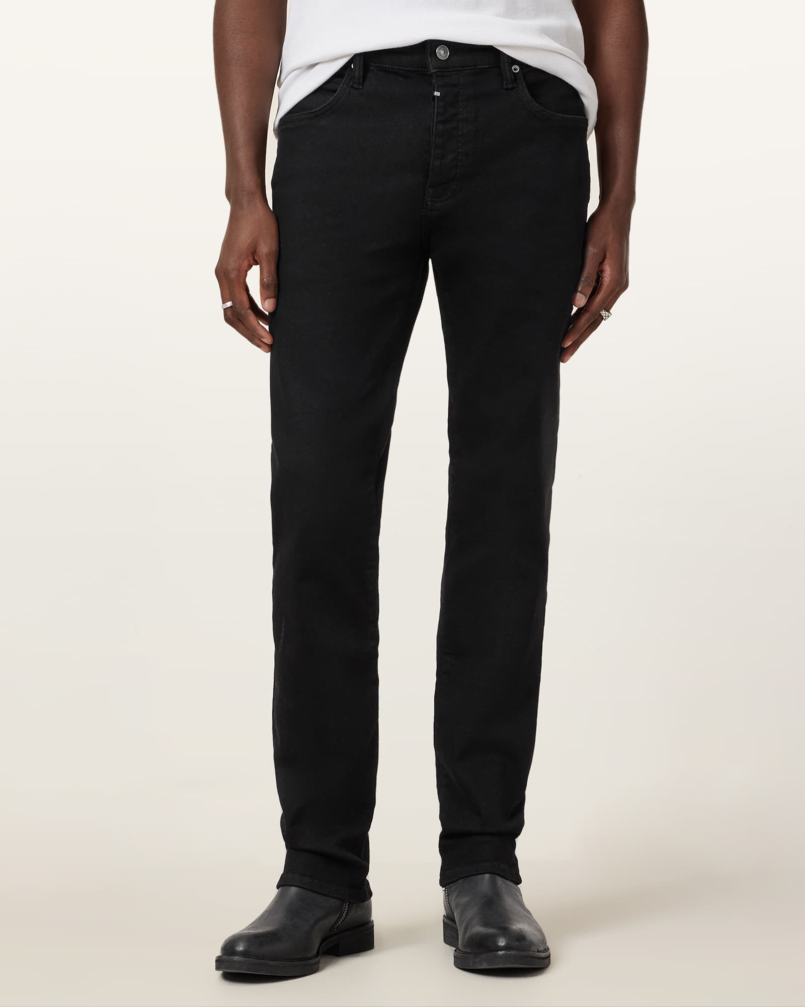 All Saints Sid Skinny Fit Denim Jeans Jet Black