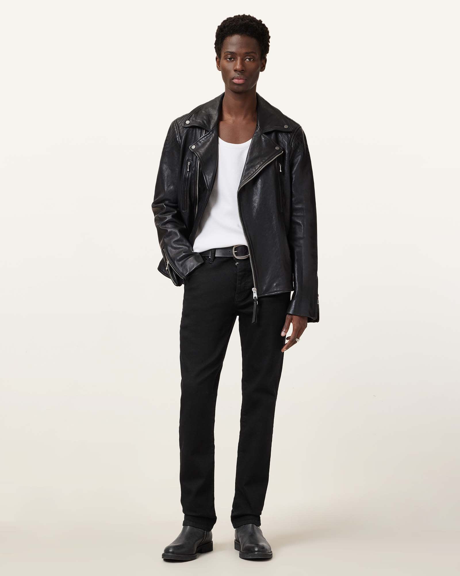 All Saints Sid Skinny Fit Denim Jeans Jet Black
