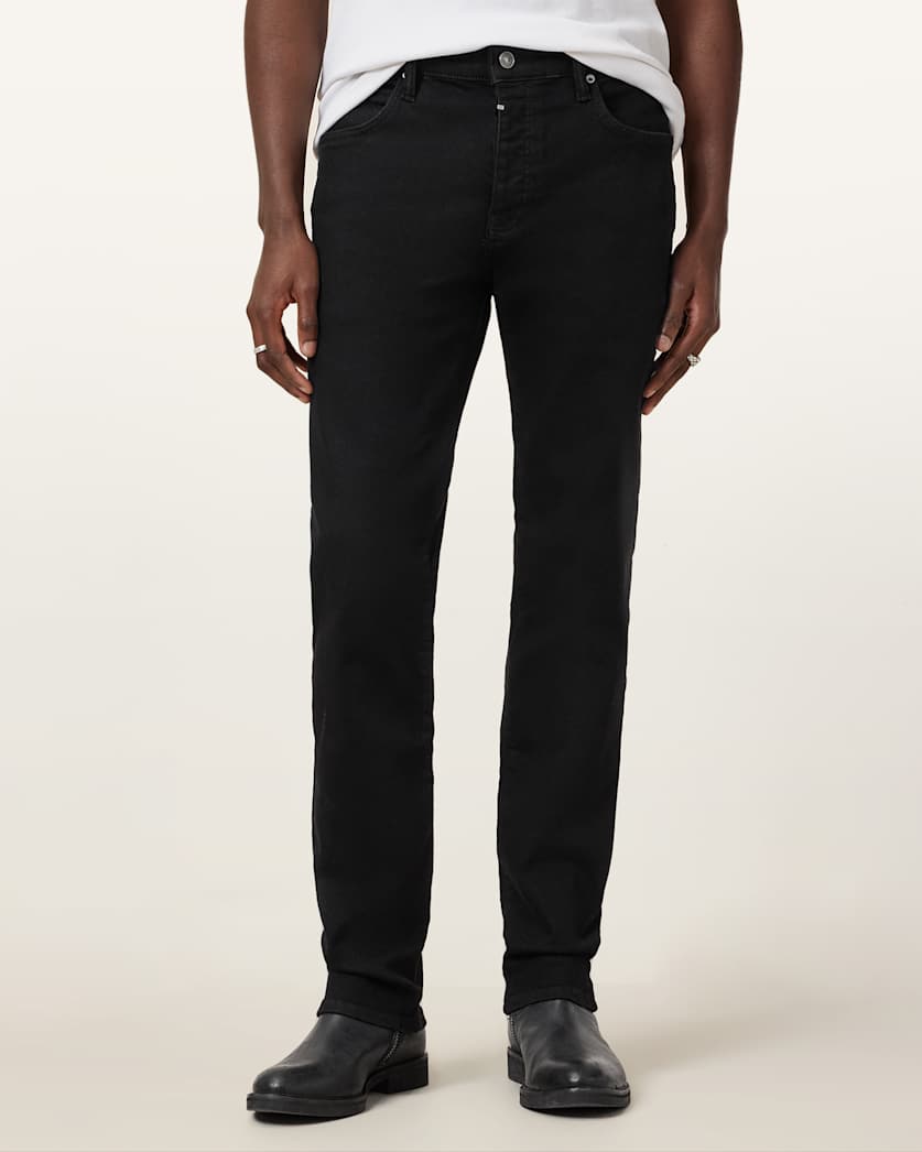 all saints Sid Skinny Fit Denim Jeans Jet Black