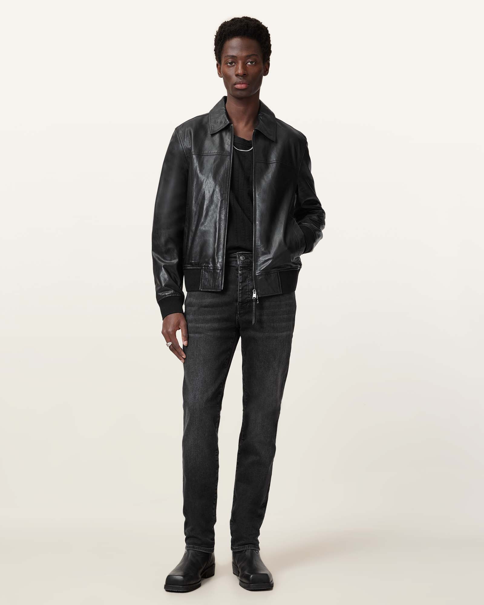 All Saints Sid Skinny Fit Denim Jeans Washed Black