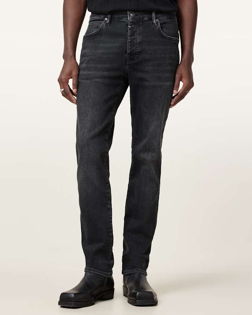 all saints Sid Skinny Fit Denim Jeans Washed Black