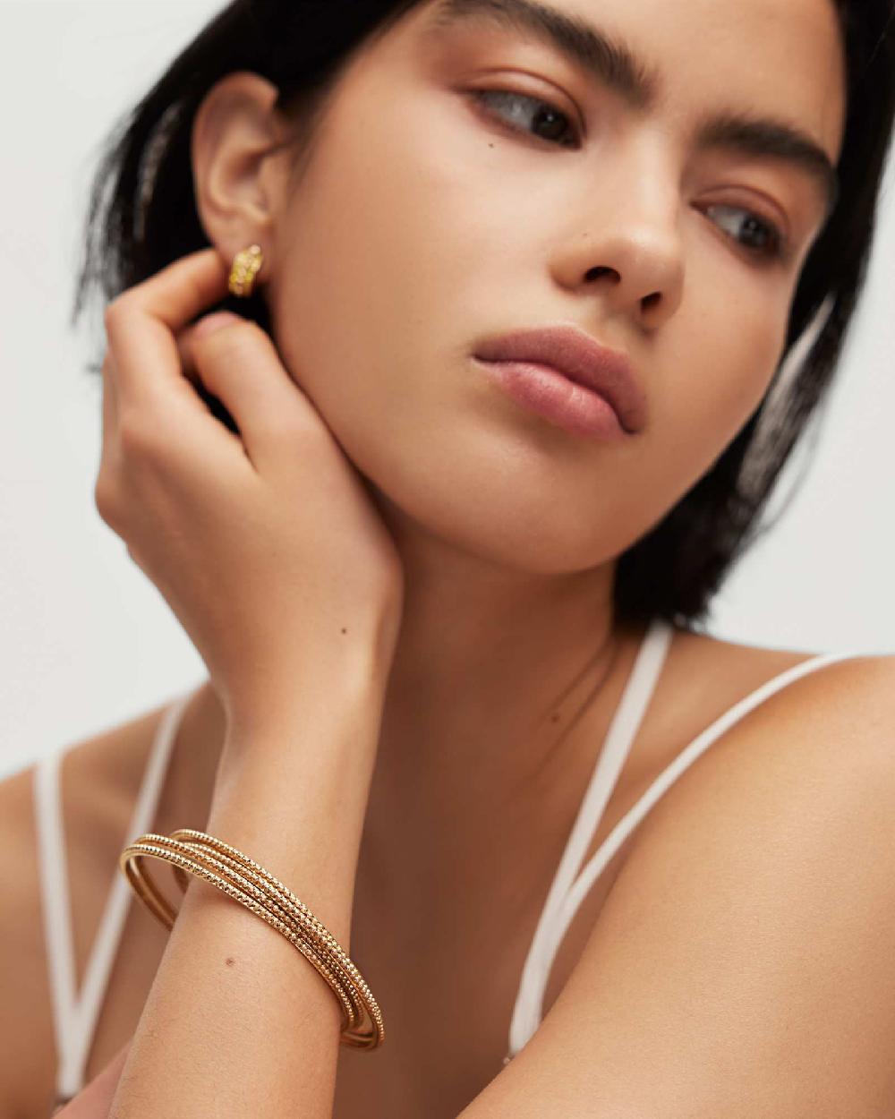 All Saints Sinead Ball Bangle Set Warm Brass