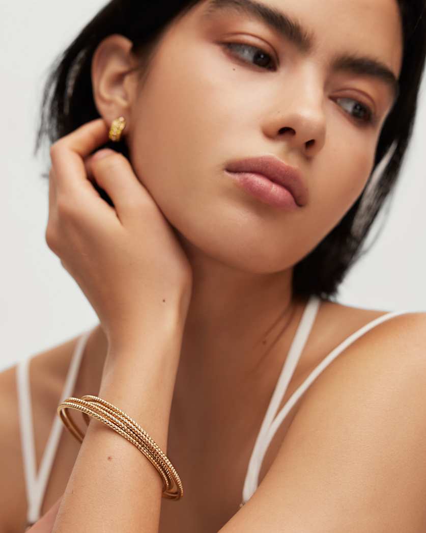 all saints Sinead Ball Bangle Set Warm Brass