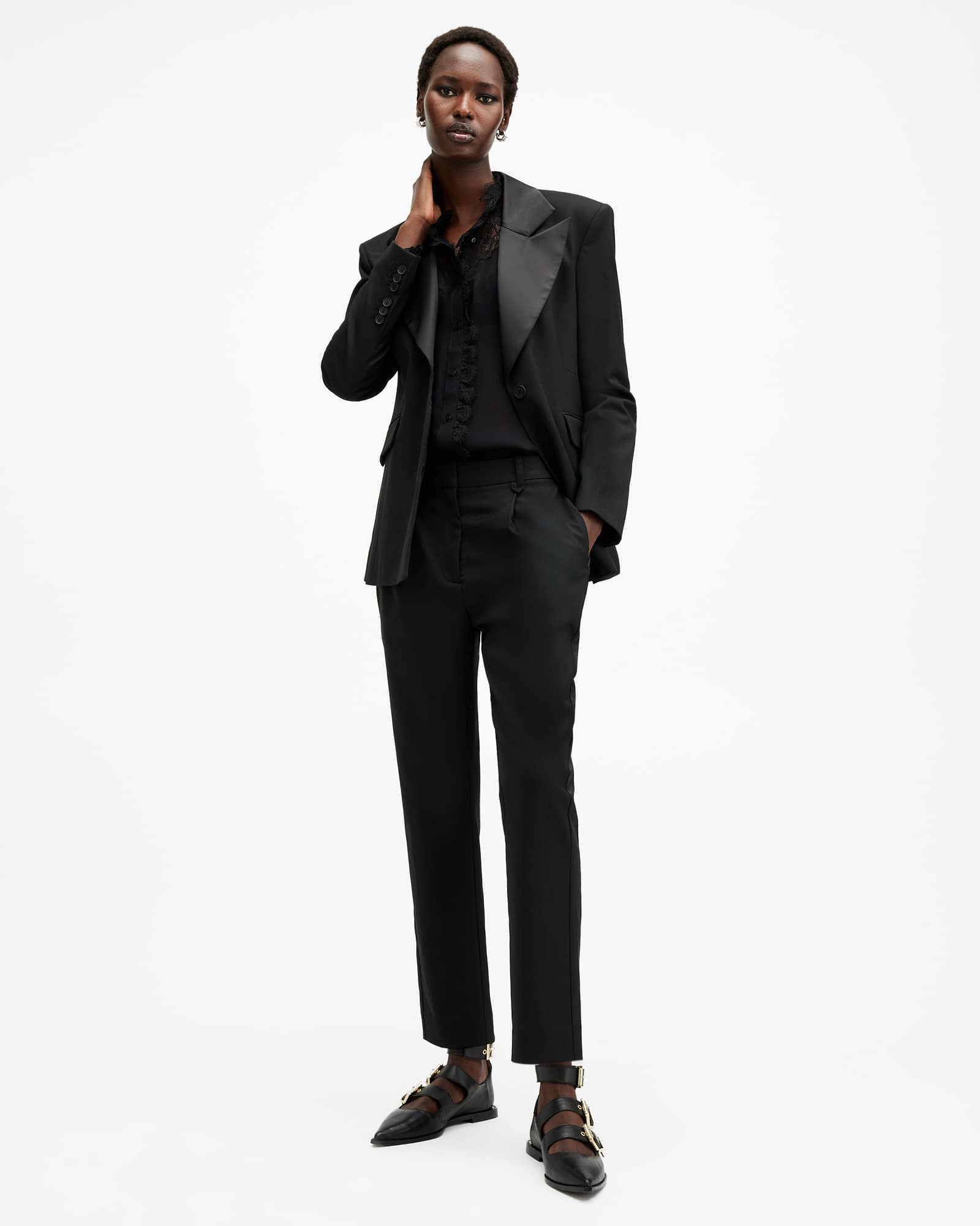All Saints Sister Tailored Tapered Leg Pants Black