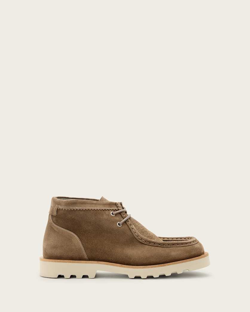 all saints Skiff Suede Chukka Boots Stone Grey