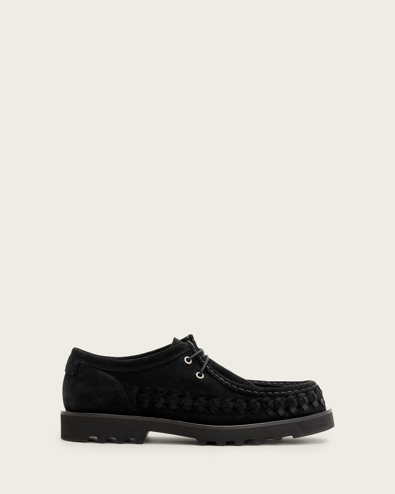 All Saints Skiff Woven Boat Shoes Black