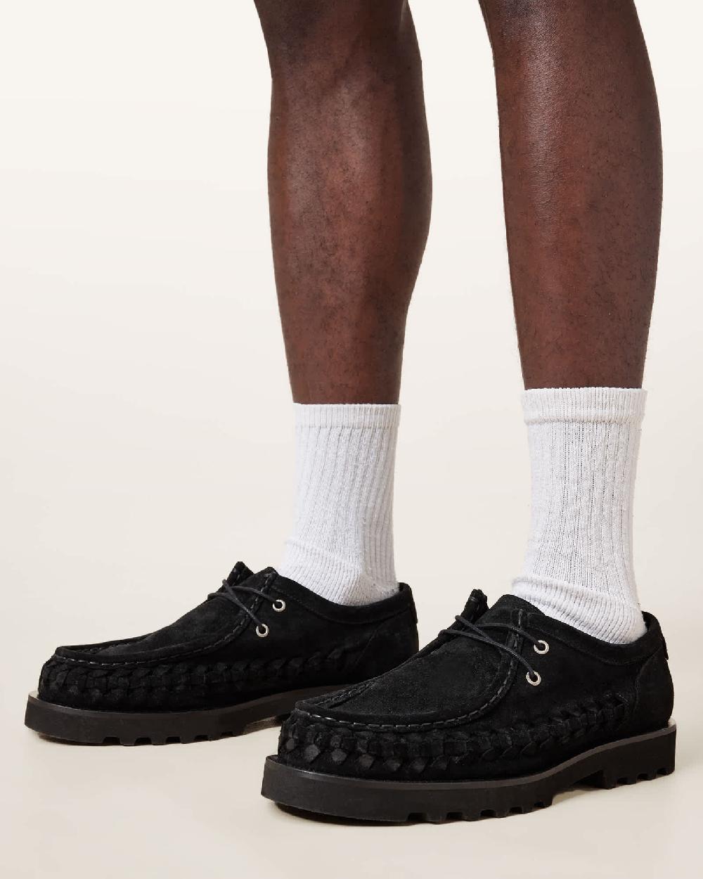 All Saints Skiff Woven Boat Shoes Black