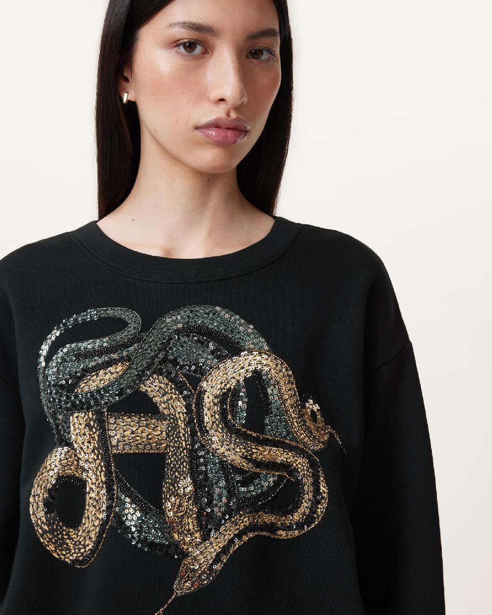 All Saints Slitha Separo Sequin Sweatshirt Black