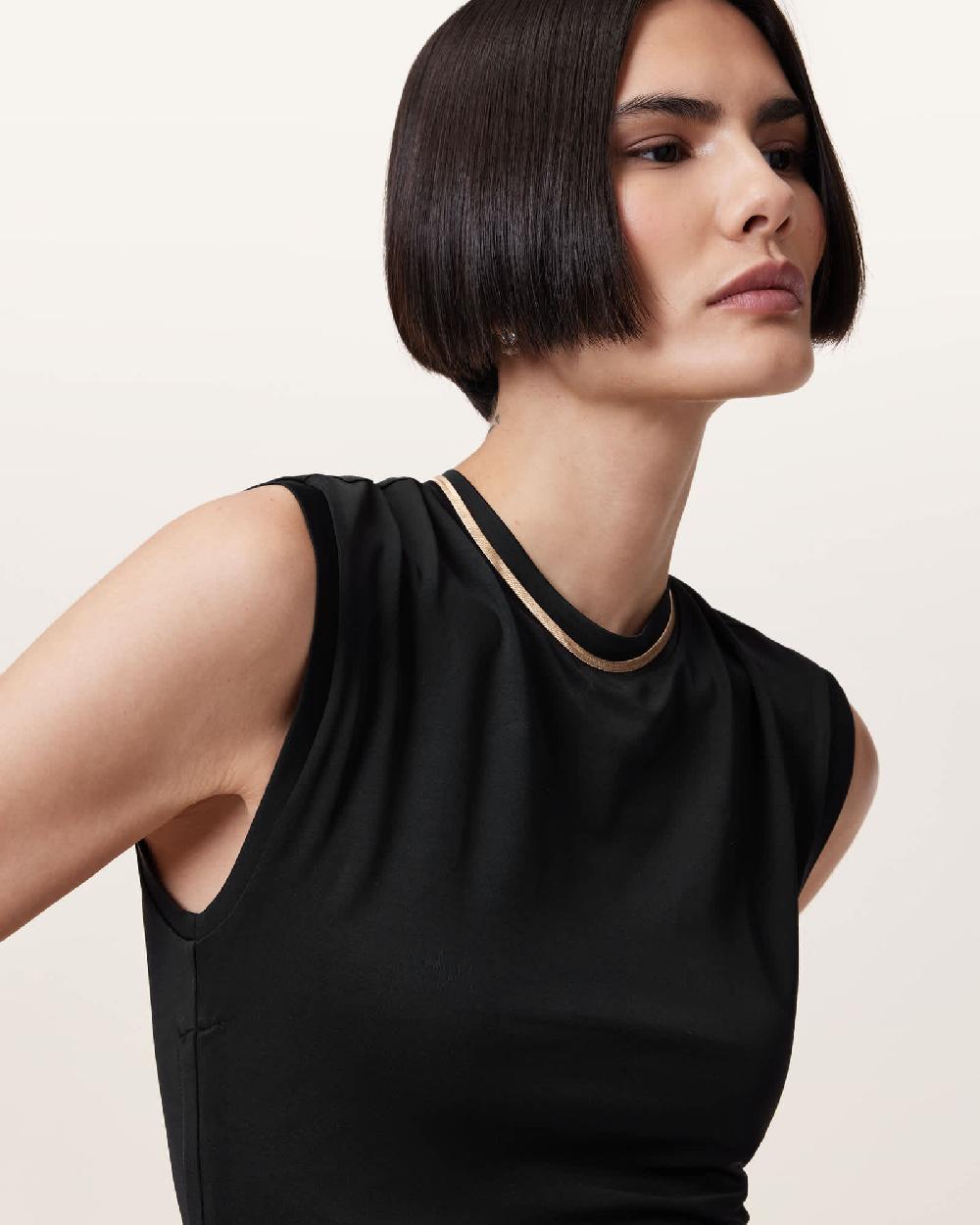 All Saints Sonny Drawcord Side Mini Dress Black