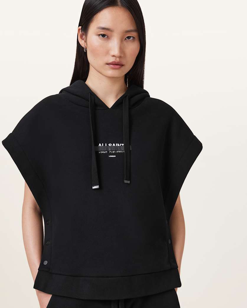 all saints Sorri Redact Logo Hoodie Black
