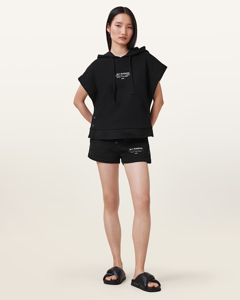 all saints Sorri Redact Logo Sweat Shorts Black