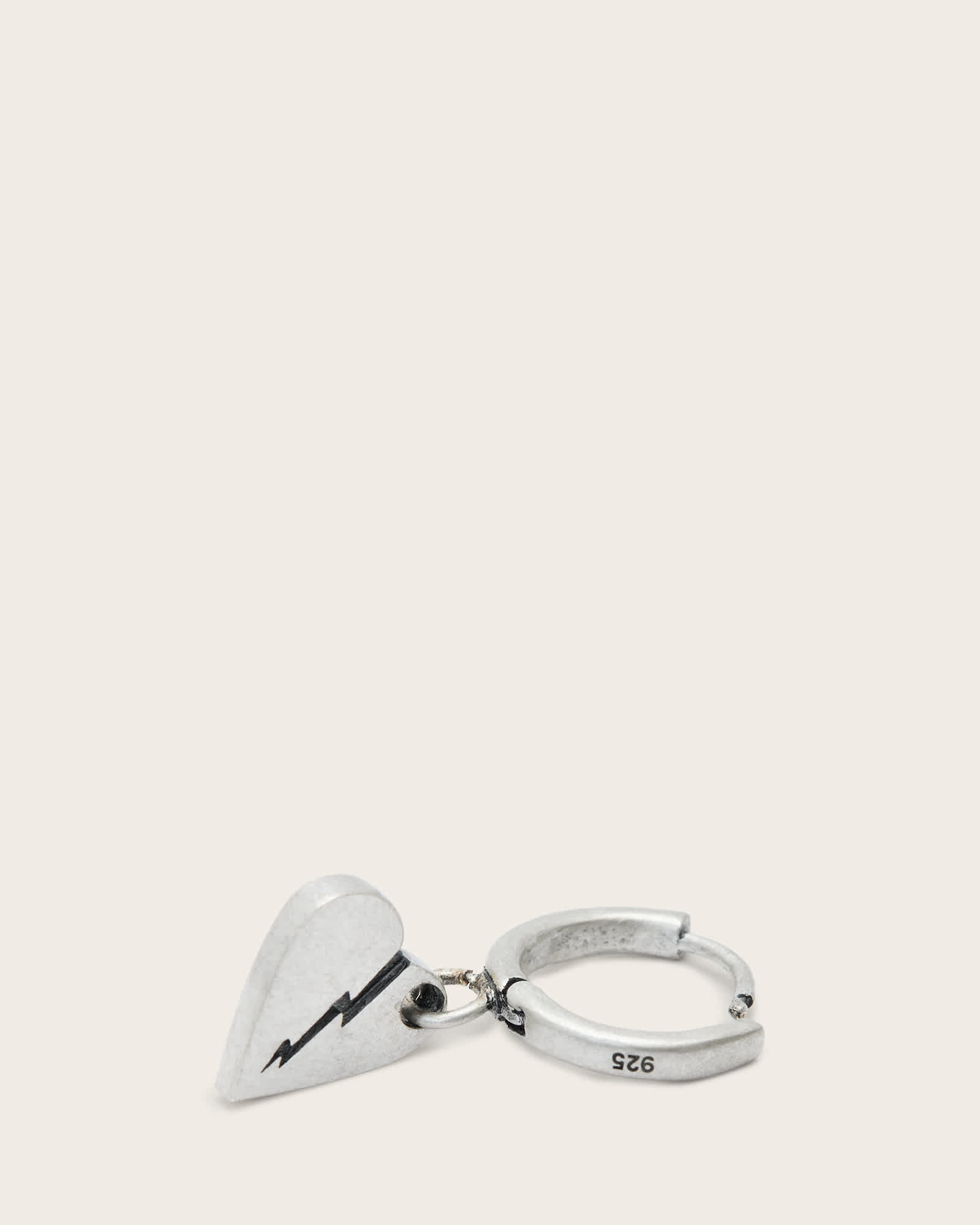 All Saints Split Heart Hoop Earring Warm Silver