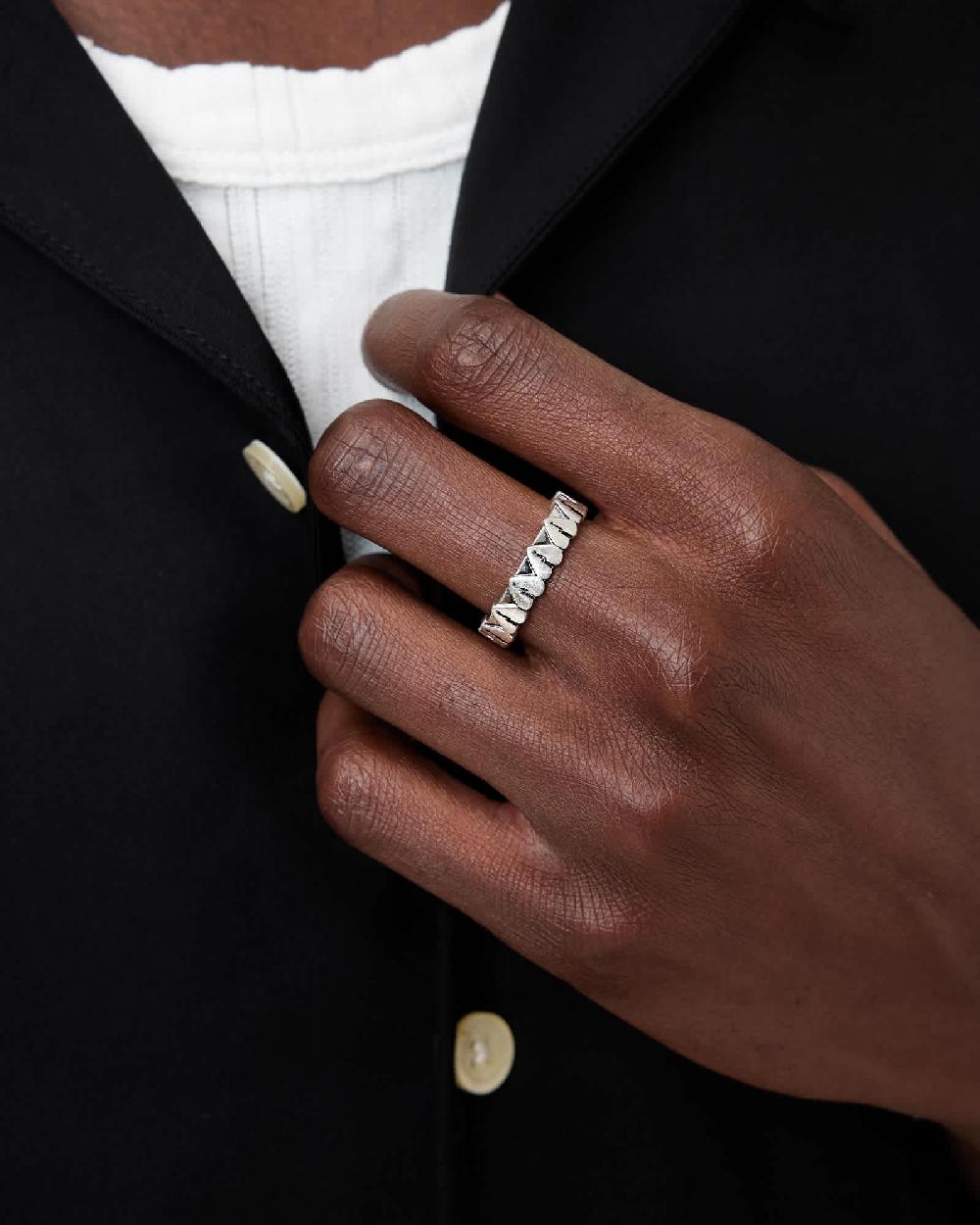 All Saints Split Heart Ring Warm Silver