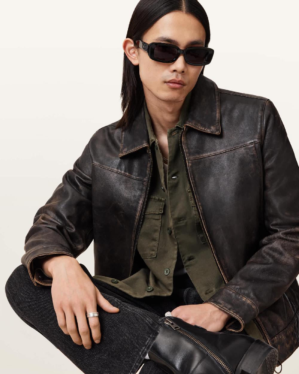 All Saints Spotter Slim Fit Overshirt Cargo Green