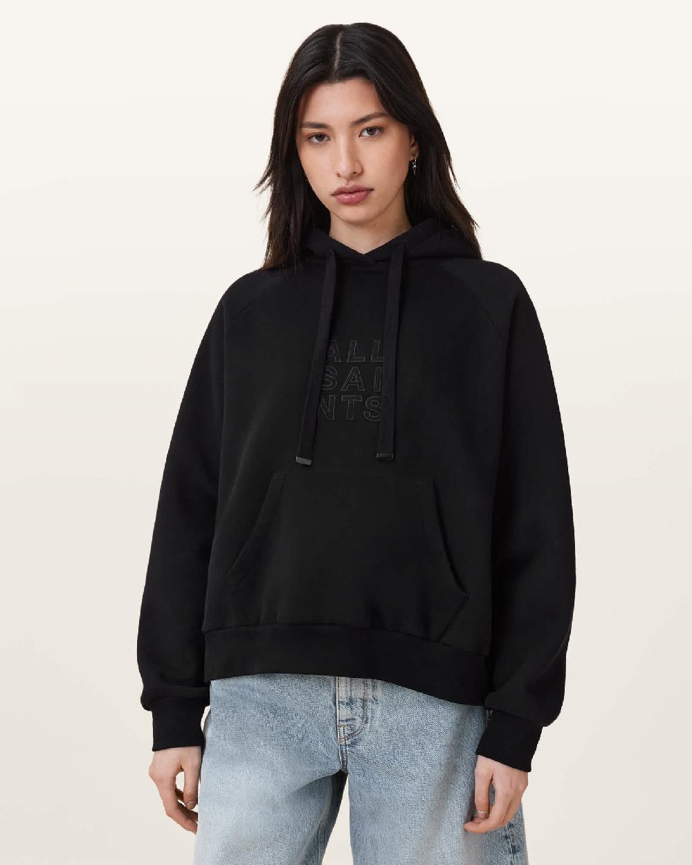 All Saints Stacks Talon Oversized Hoodie Black
