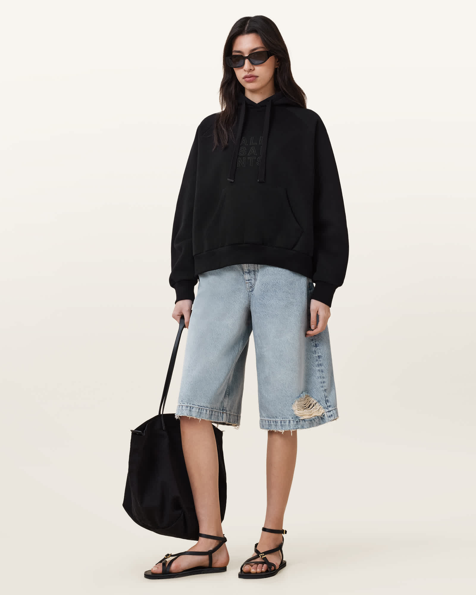 All Saints Stacks Talon Oversized Hoodie Black