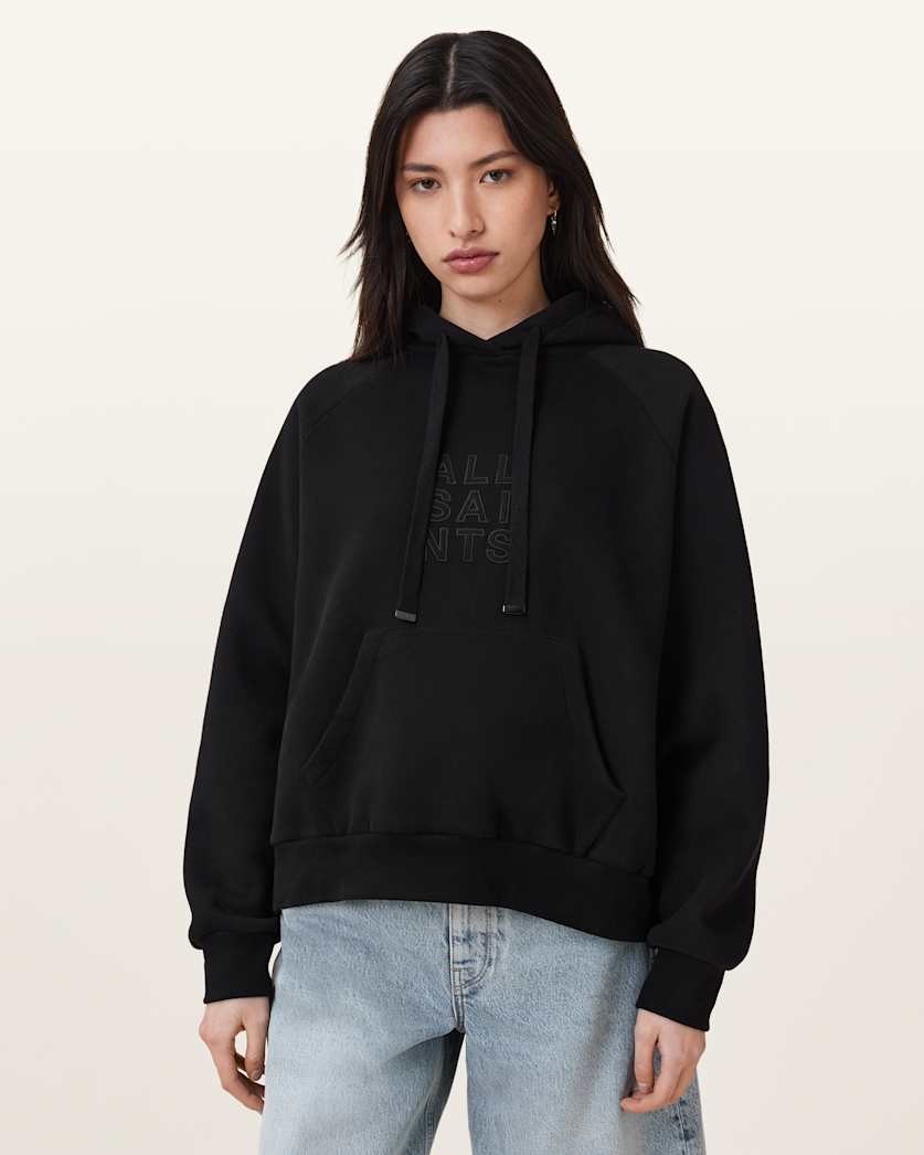 all saints Stacks Talon Oversized Hoodie Black