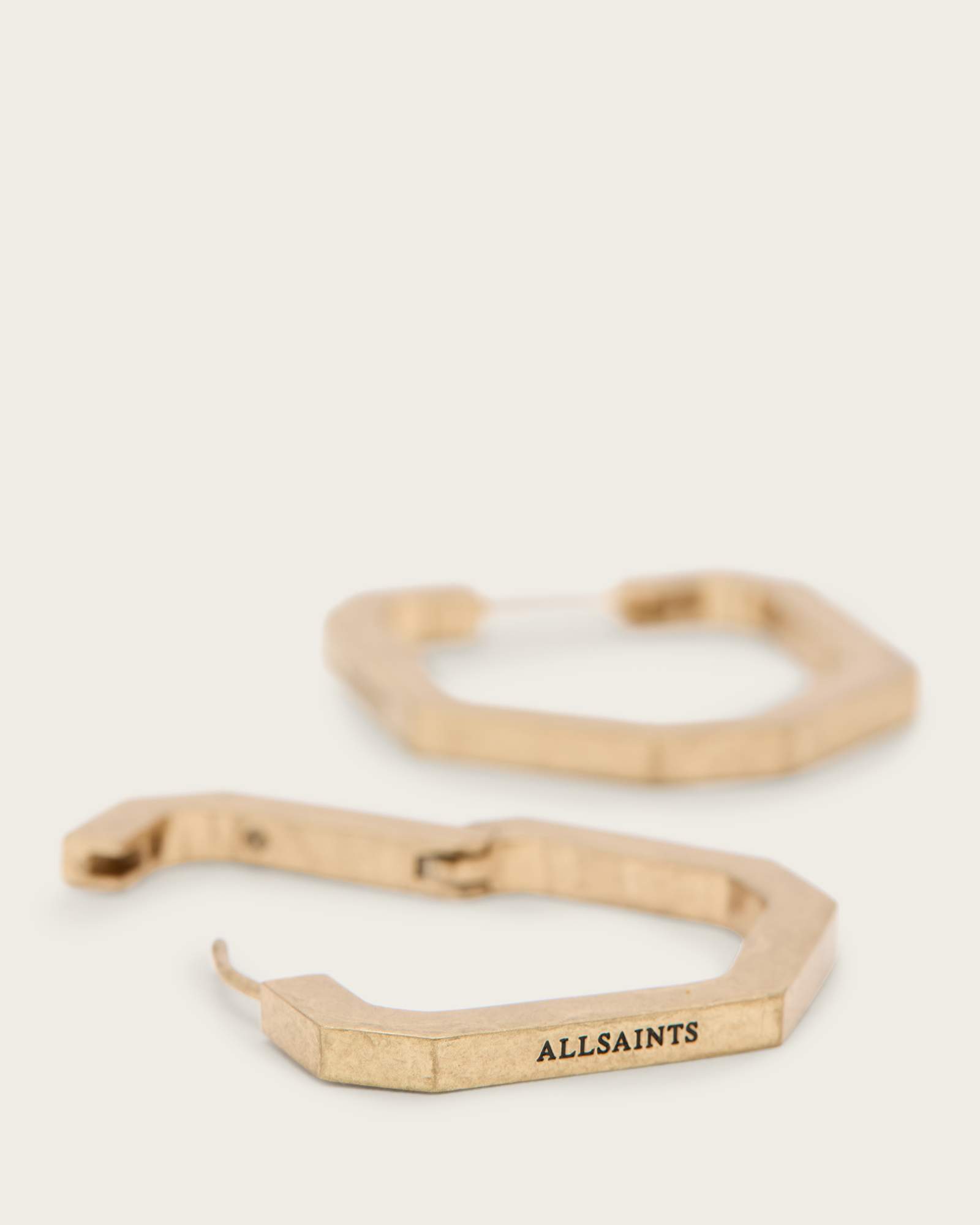 All Saints Stella Hex Hoop Earrings Warm Brass