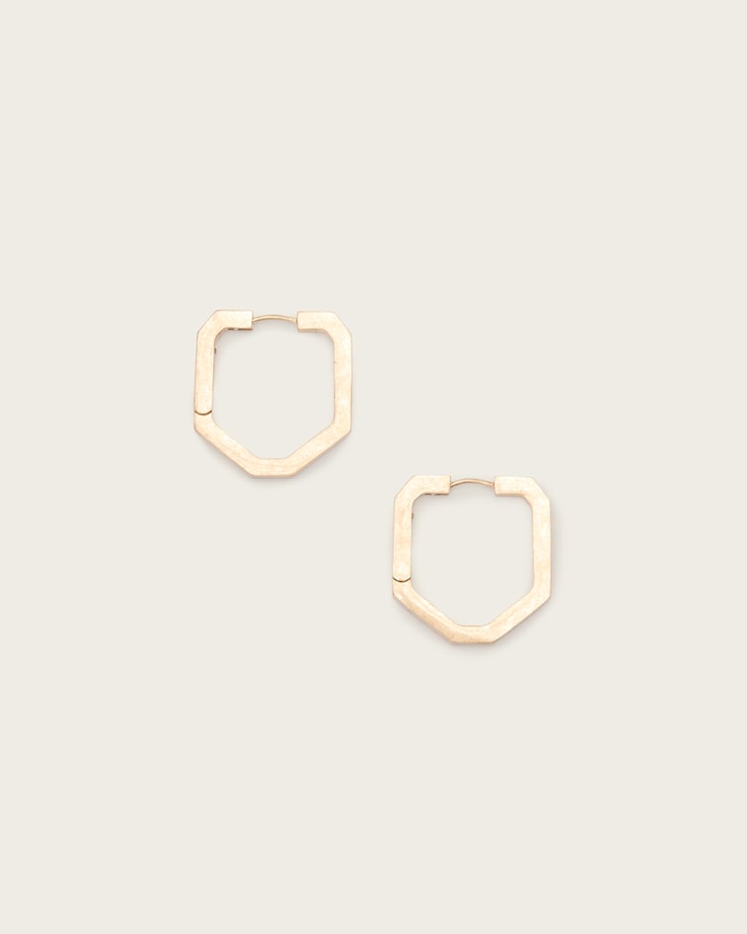 all saints Stella Hex Hoop Earrings Warm Brass
