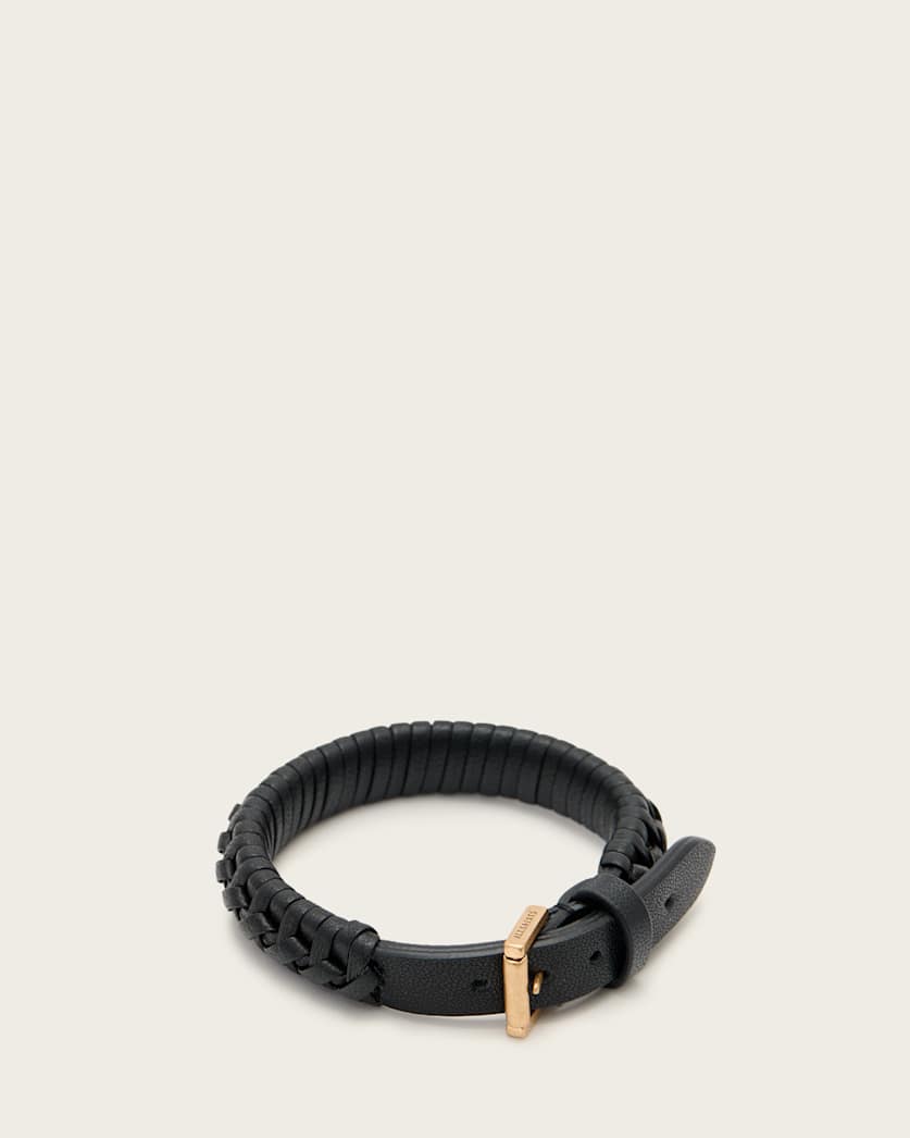 all saints Storm Leather Bracelet BLACK/WARM BRASS