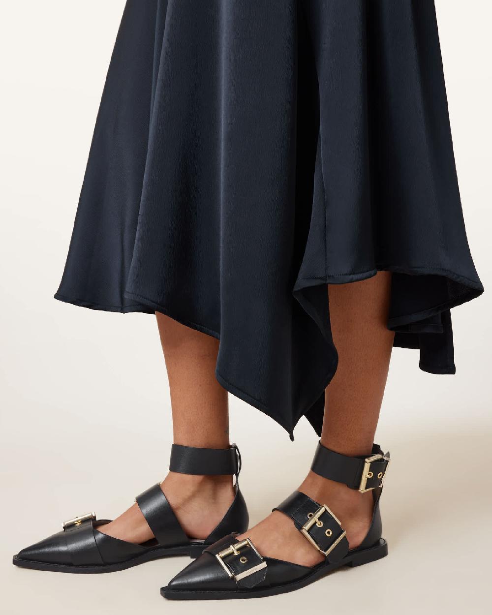 All Saints Sutton Leather Pointed Toe Shoes Black