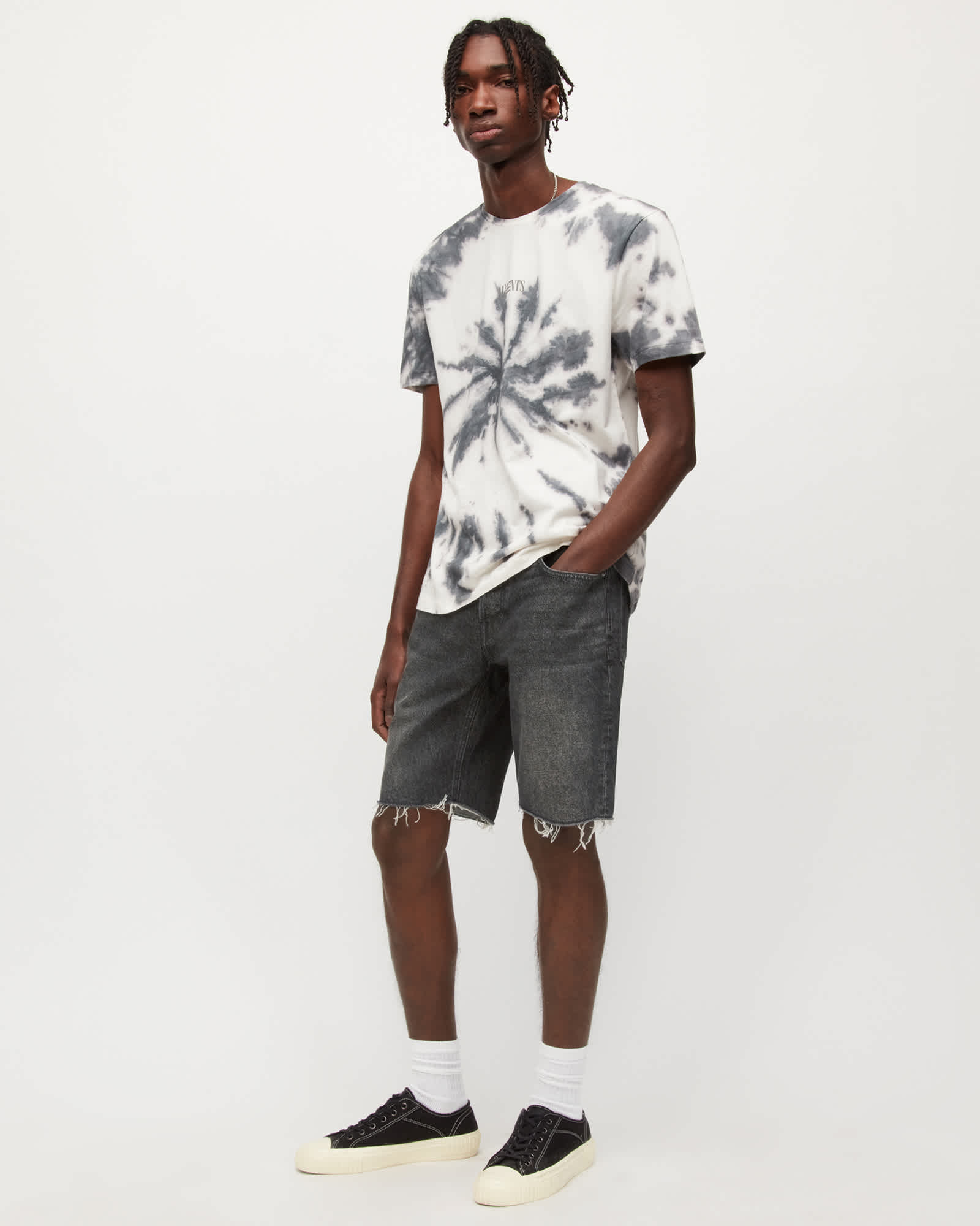 All Saints Switch Denim Shorts Washed Black