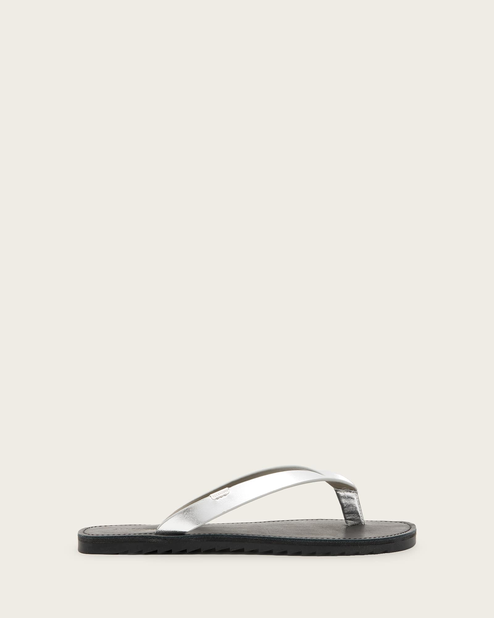 All Saints Sydney Metallic Leather Sandals Silver