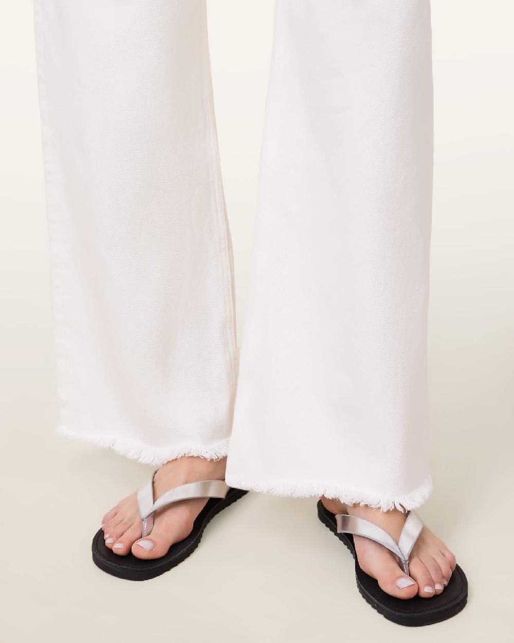 All Saints Sydney Metallic Leather Sandals Silver