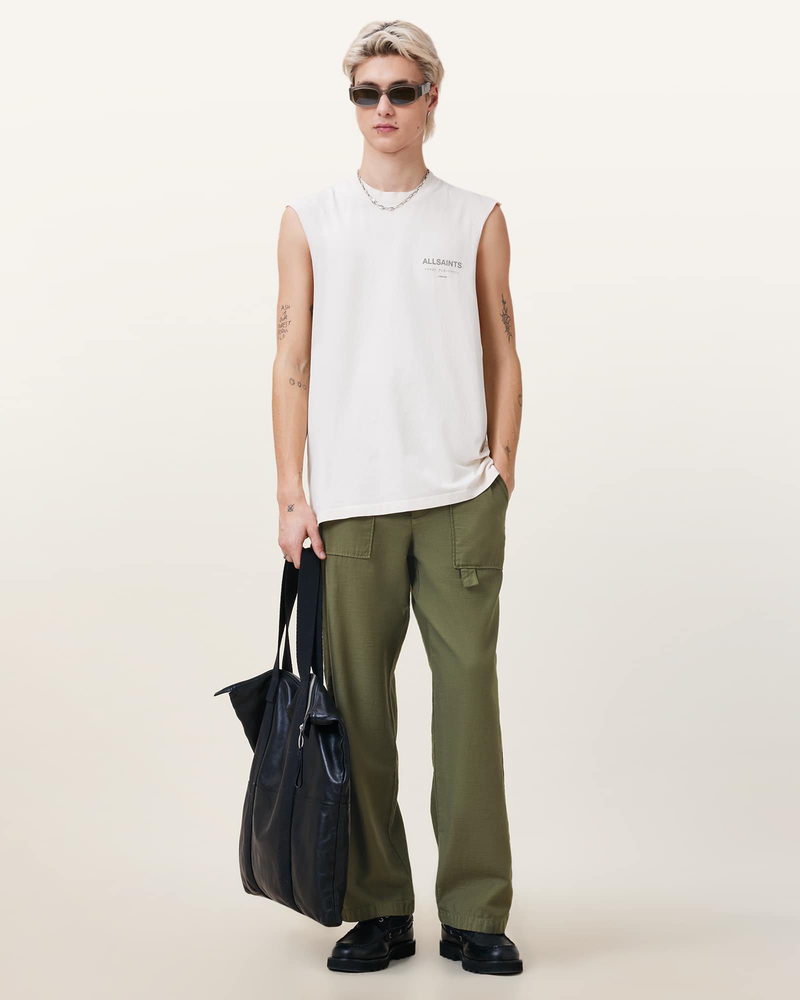 All Saints Talbot Straight Leg Pants Eden Green