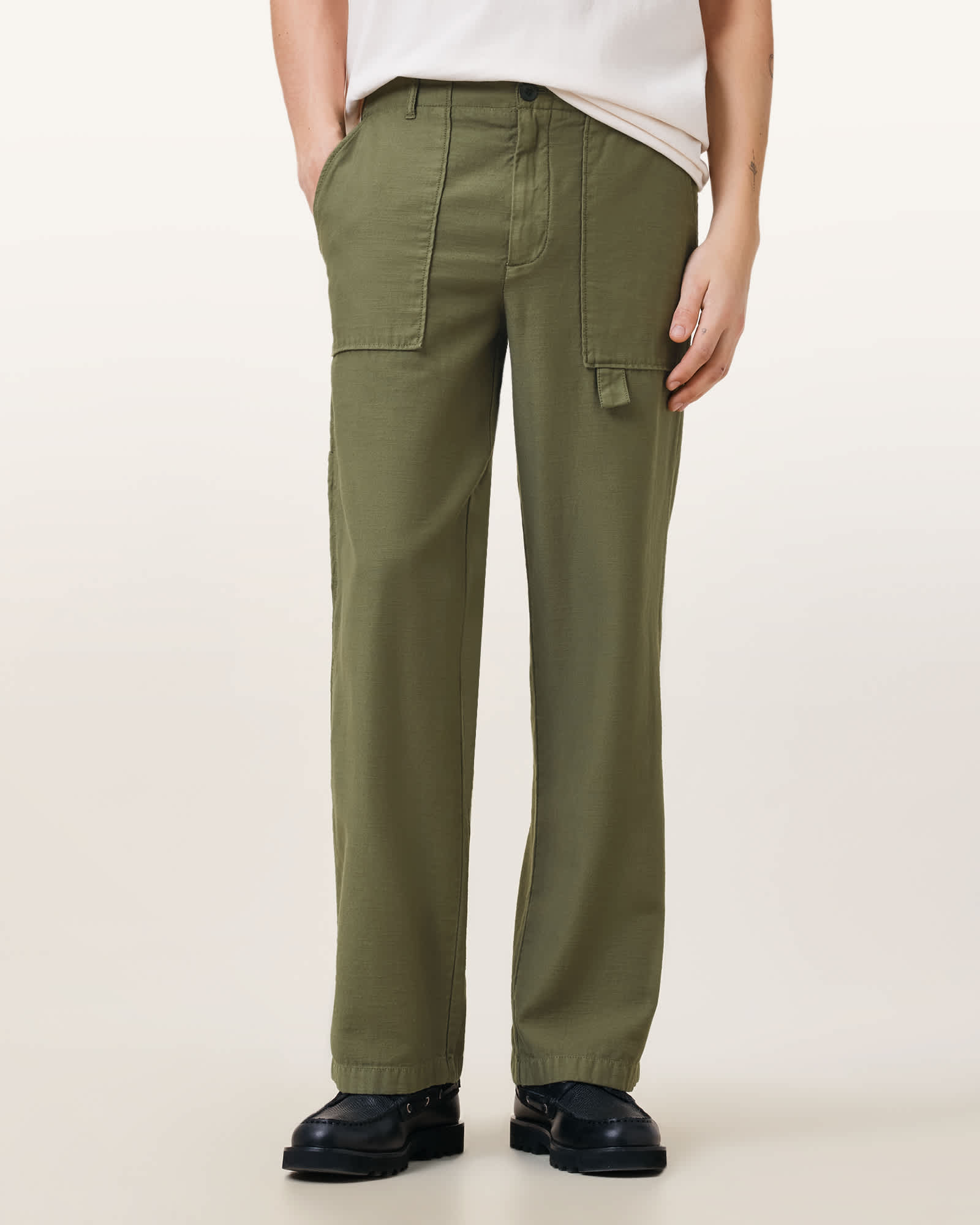 All Saints Talbot Straight Leg Pants Eden Green