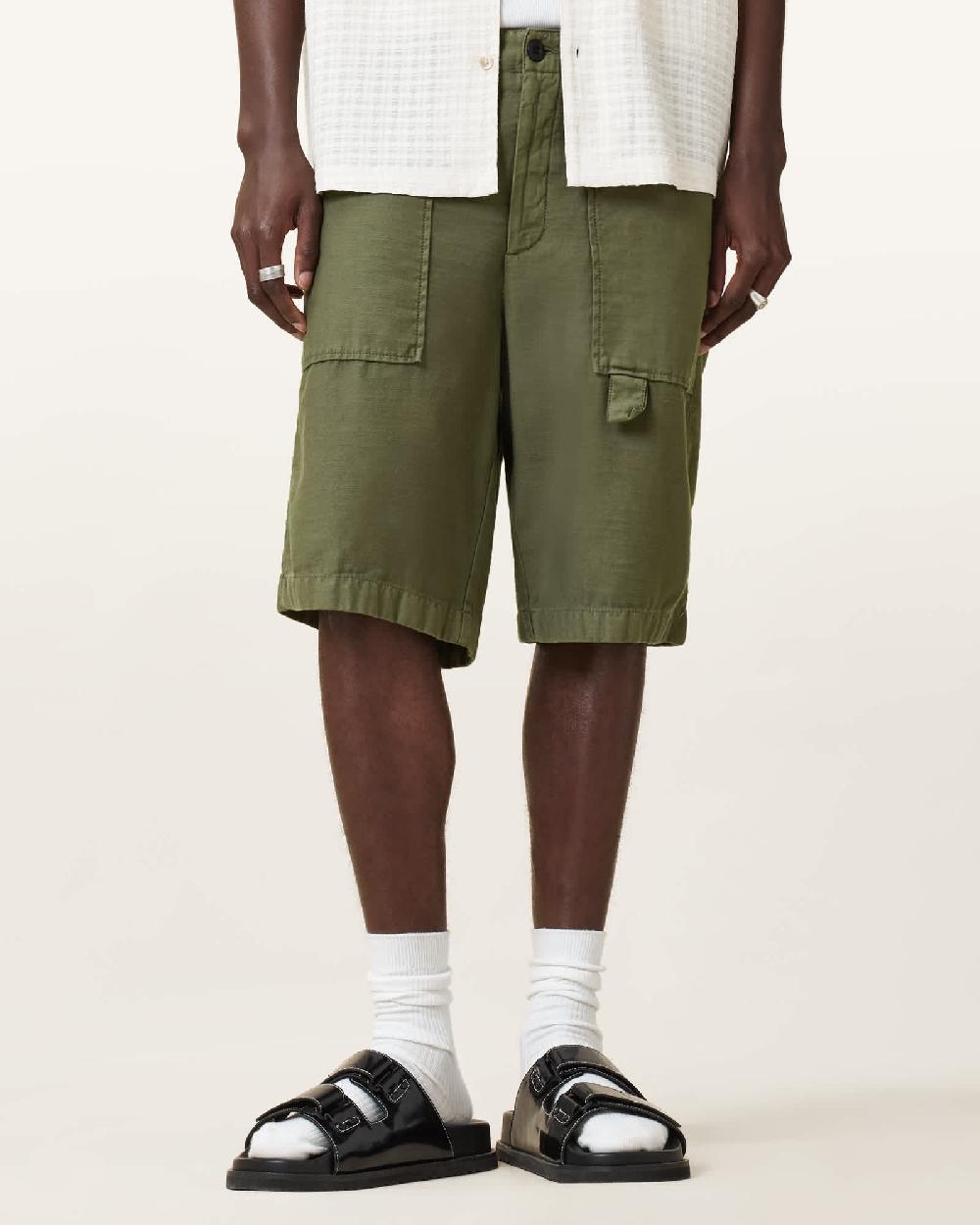 All Saints Talbot Straight Leg Shorts Eden Green