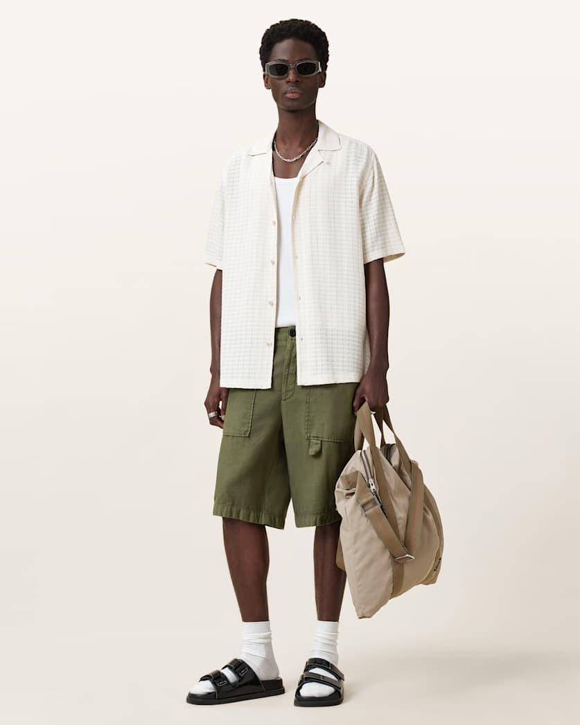 all saints Talbot Straight Leg Shorts Eden Green