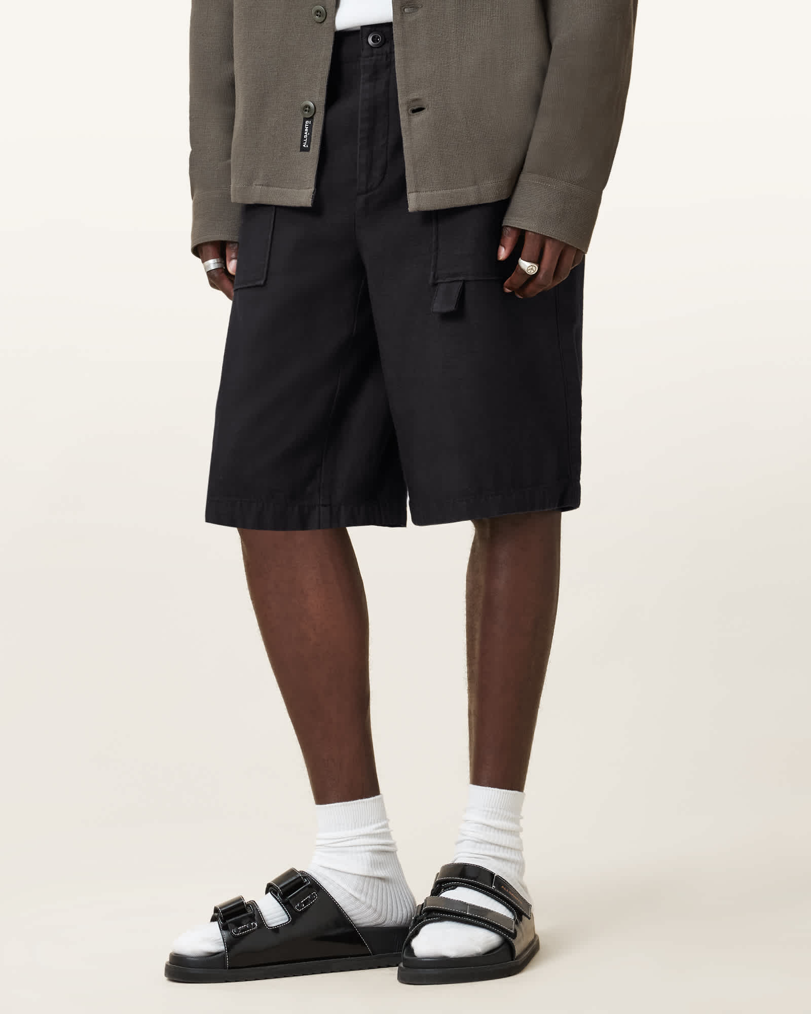 All Saints Talbot Straight Leg Shorts Koto Black