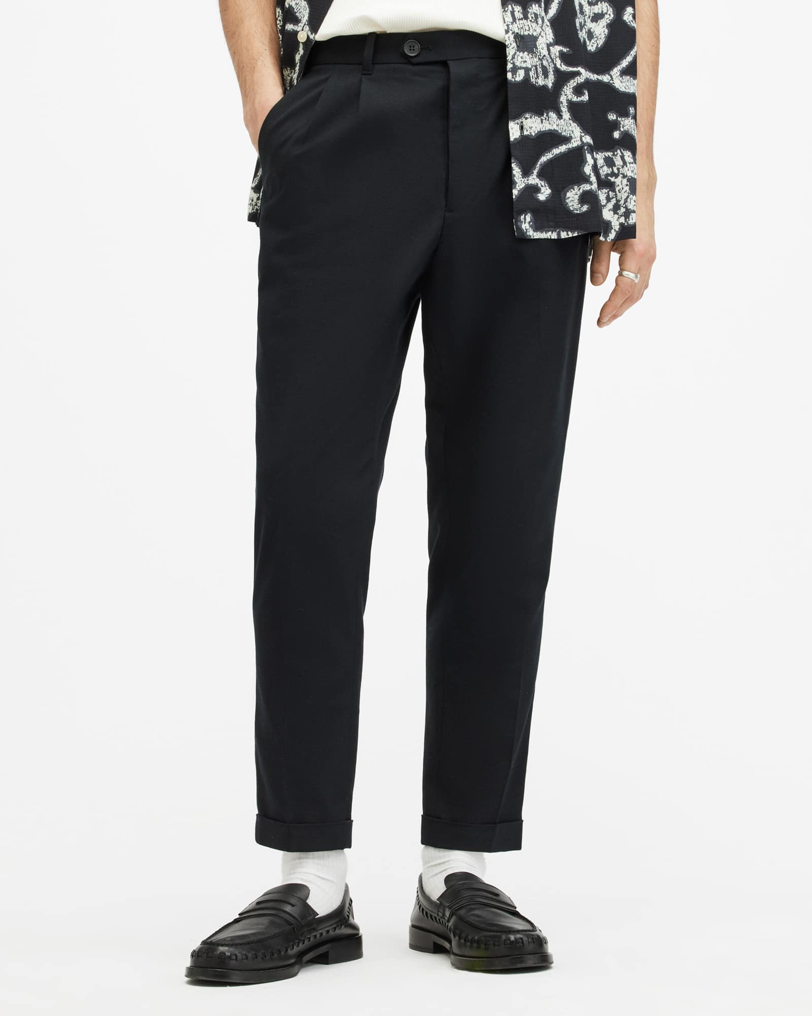All Saints Tallis Slim Fit Cropped Pants Black