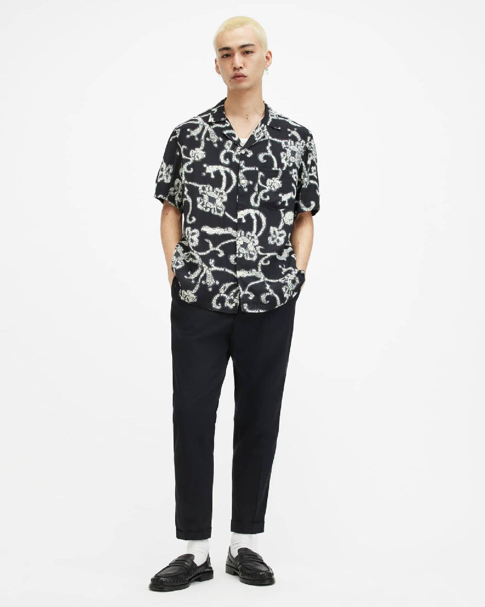 All Saints Tallis Slim Fit Cropped Pants Black