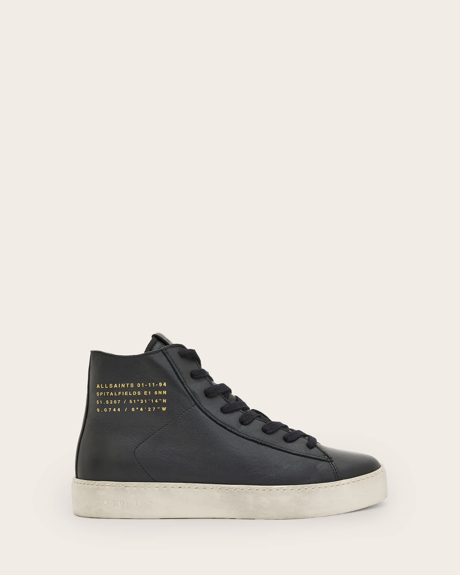 All Saints Tana Leather High Top Sneakers Black