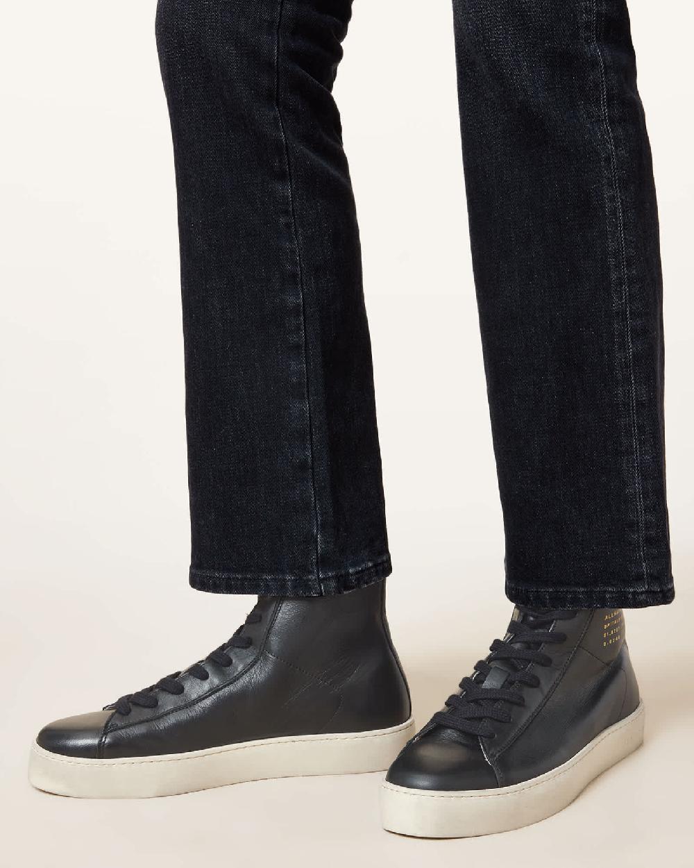 All Saints Tana Leather High Top Sneakers Black